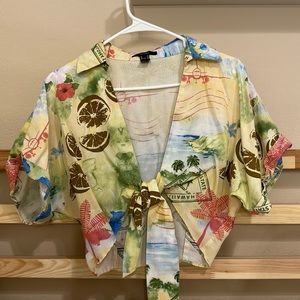 Forever 21 Tropical Postcard Crop Top
